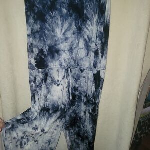Navy and White Tie-Dye Jumpsuit